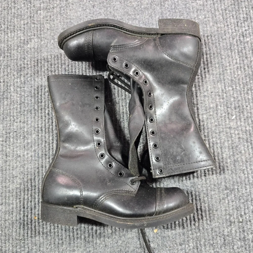Carolina Boots Mens Size 3D Black Leather Para-Trooper Jump Combat Cap Toe